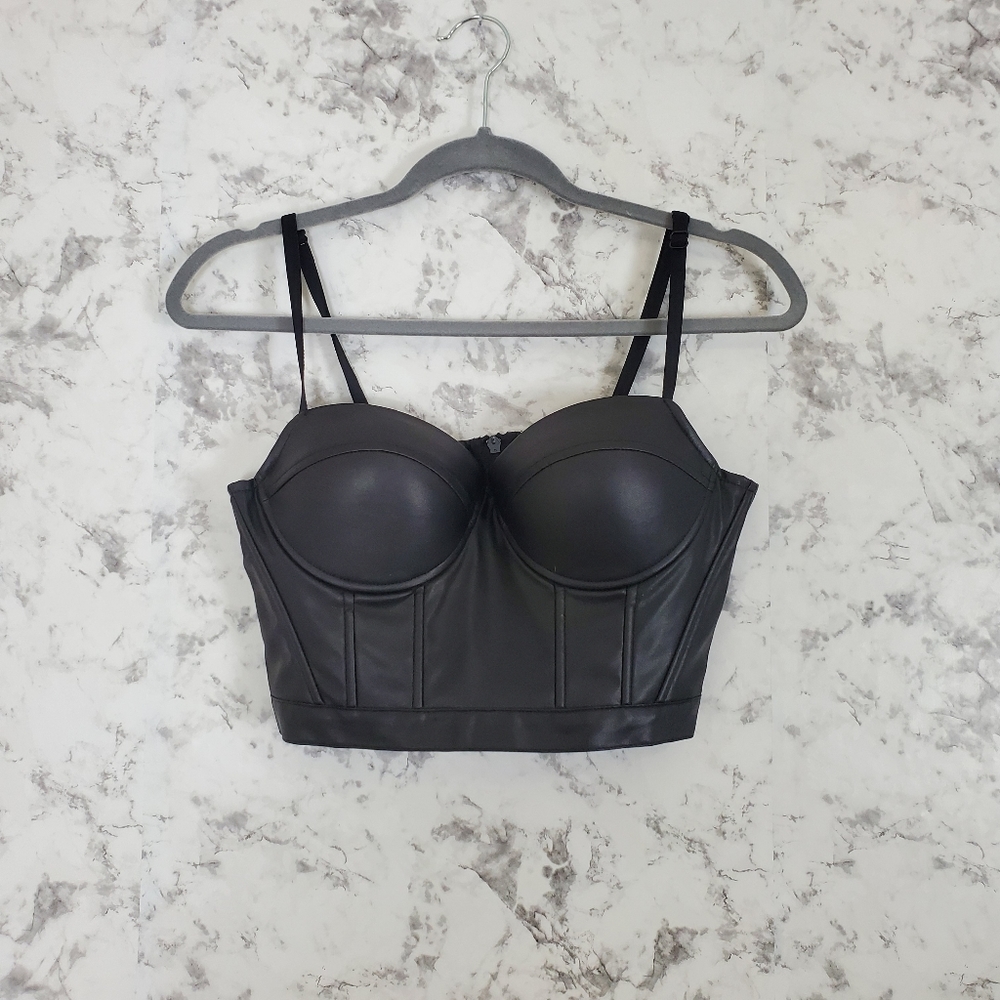Faux leather lingerie top
